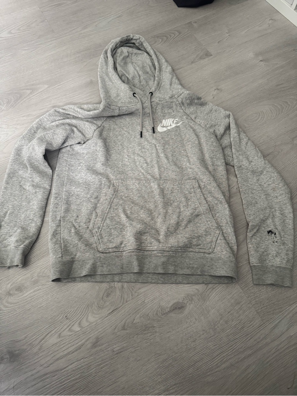 Nike Gray Heather Pullover Hoodie with White Logo